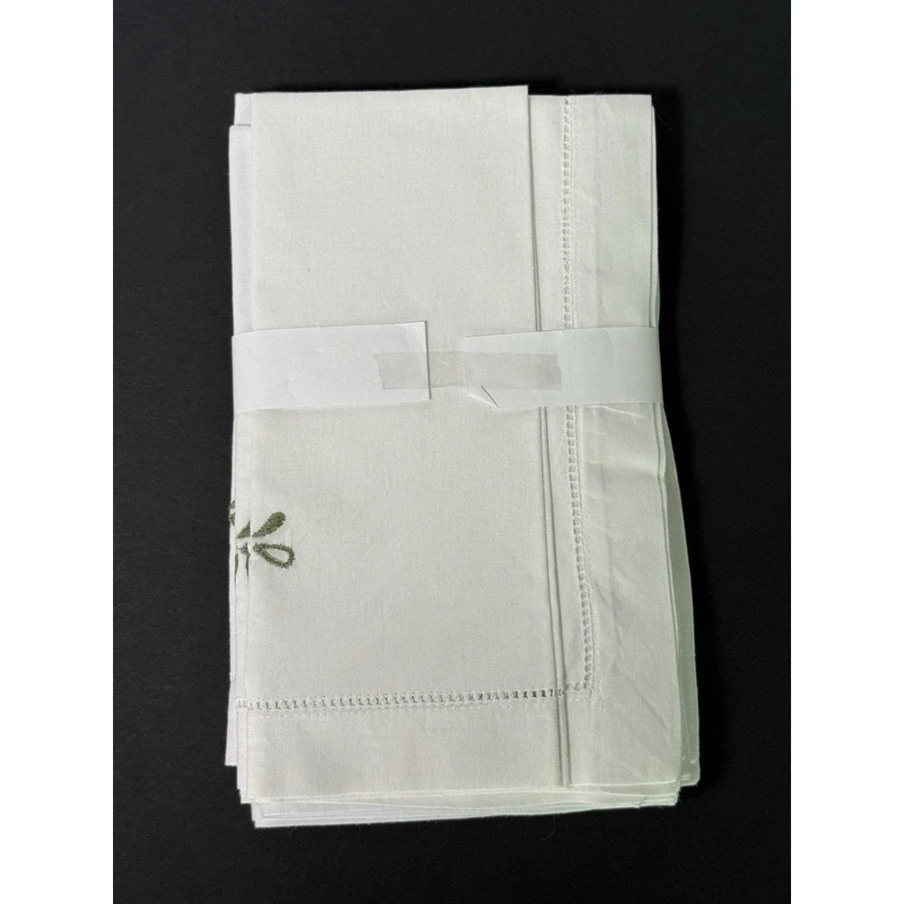 Vtg NEW Belgium Embroidered Linen Set 6 Napkins/39
